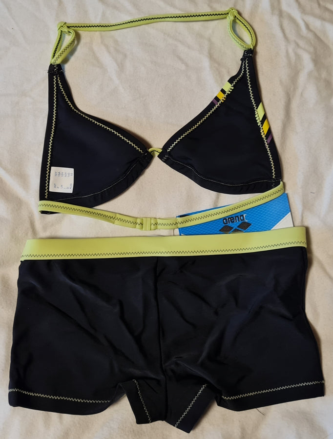 Arena Lovia JR Bikini Mädchen black/lime_green Gr. 140 (10y) NEU (A)