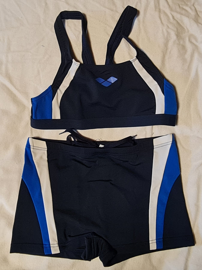 Arena Lorette JR Mädchen Bikini denim/maledives/white Gr. 140 NEU (A)
