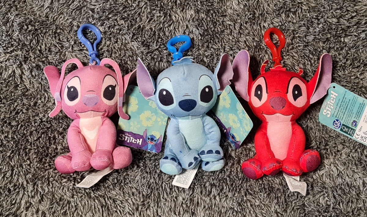 Disney Stitch Bagclip Schlüsselanhänger 3-fach sortiert ca. 11,5 cm NEU (A)