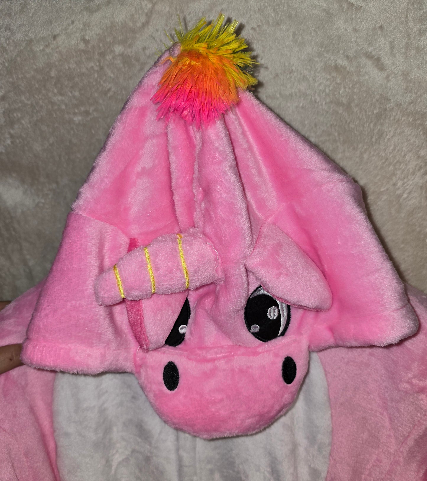 Einhorn Kostüm Pink/Weiß Plüsch Gr. L ca. 168-175 cm