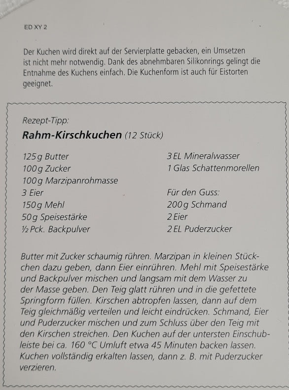 Wenco Kuchenform/Springform mit Glasboden D 22 cm (B)