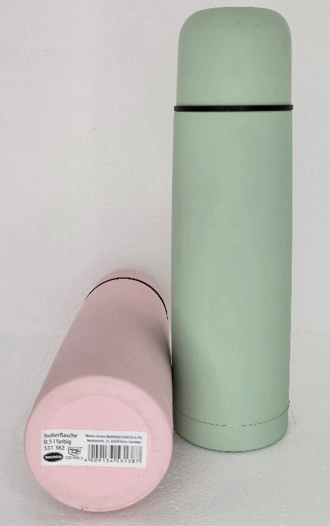 Isolierflasche Thermosflasche pastell grün oder rosa 0,5l (B)