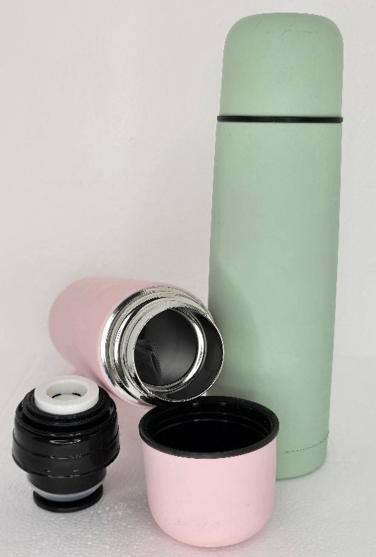 Isolierflasche Thermosflasche pastell grün oder rosa 0,5l (B)