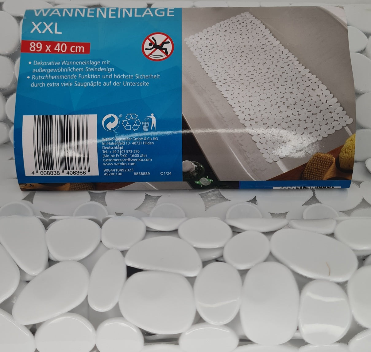 Wenco Wanneneinlage XXL in weiß Steinoptik 89 x 40 cm (A)