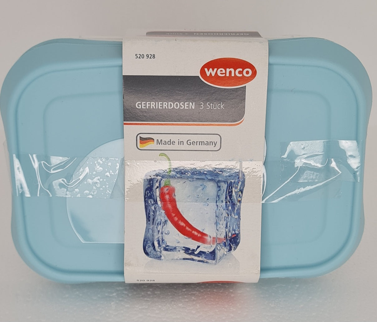 Wenco Gefrierdosen 1 l 2 Stueck mit 3 Deckeln, transparent/blau (B)