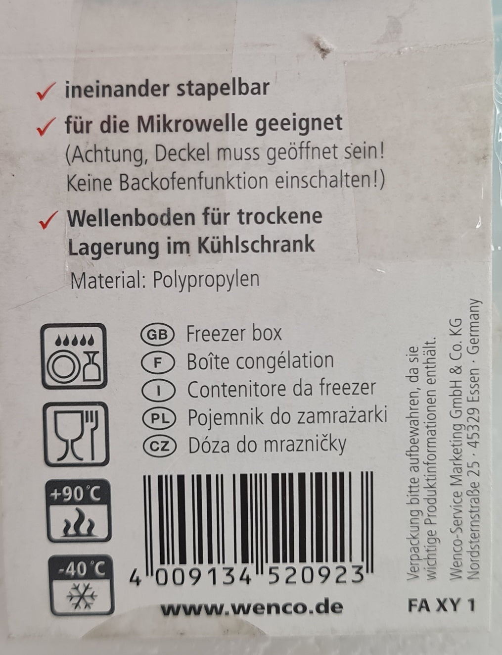 Wenco Gefrierdosen 1 l 2 Stueck mit 3 Deckeln, transparent/blau (B)