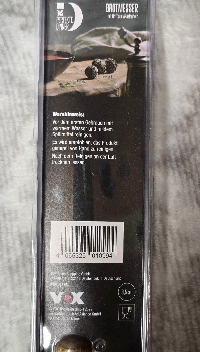 Brotmesser - von das Perfekte Dinner mit Akazienholz Griff 31,5cm