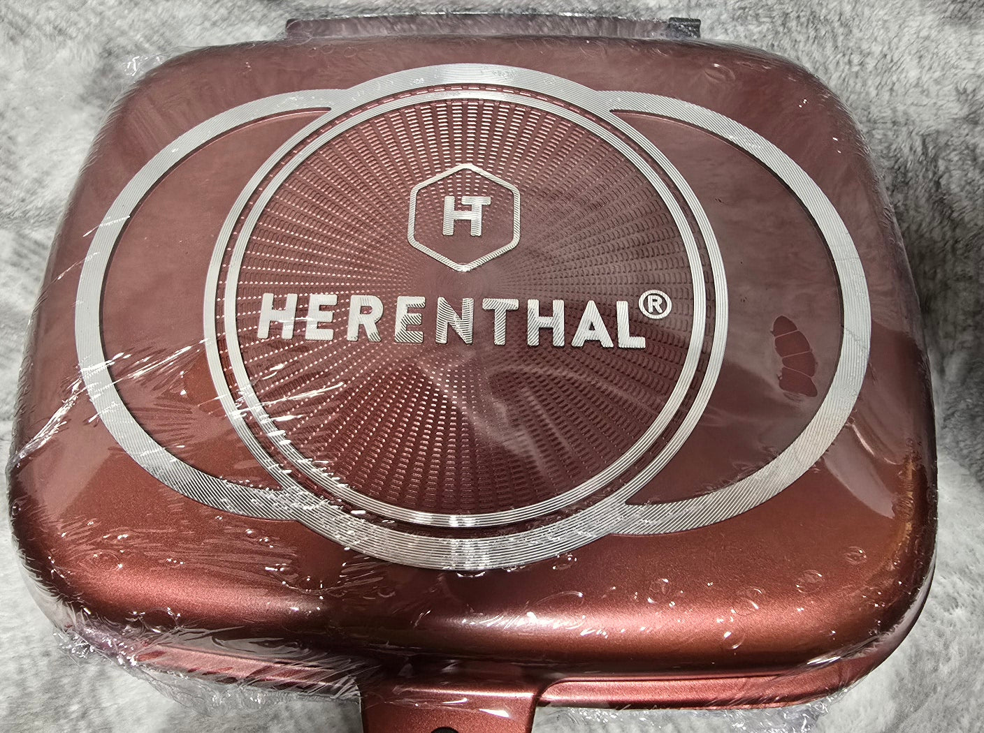 Herenthal Doppel Grillpfanne Ø 28 cm Marmorbeschichtung mit Antihaftschicht