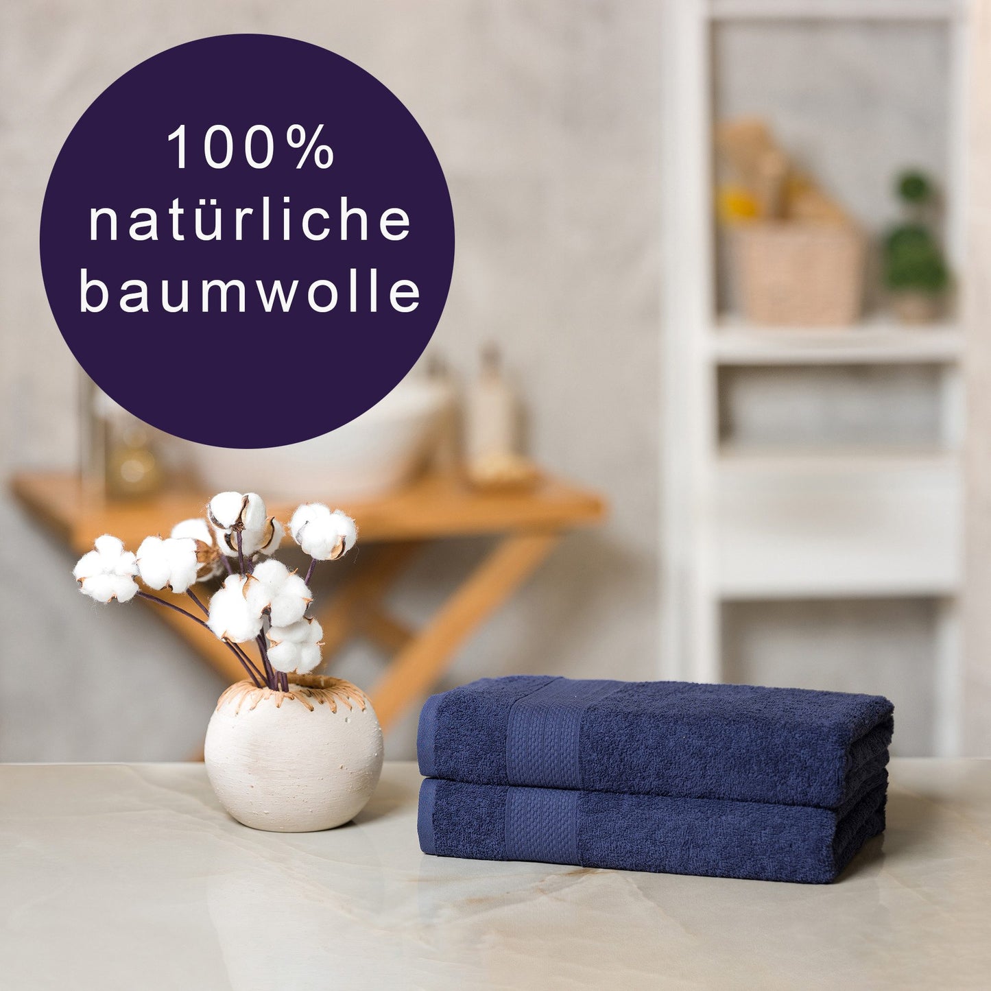 Brielle Handtuch-Set aus 100% Baumwolle - 2 Duschtücher 70x140 cm Navy Blau