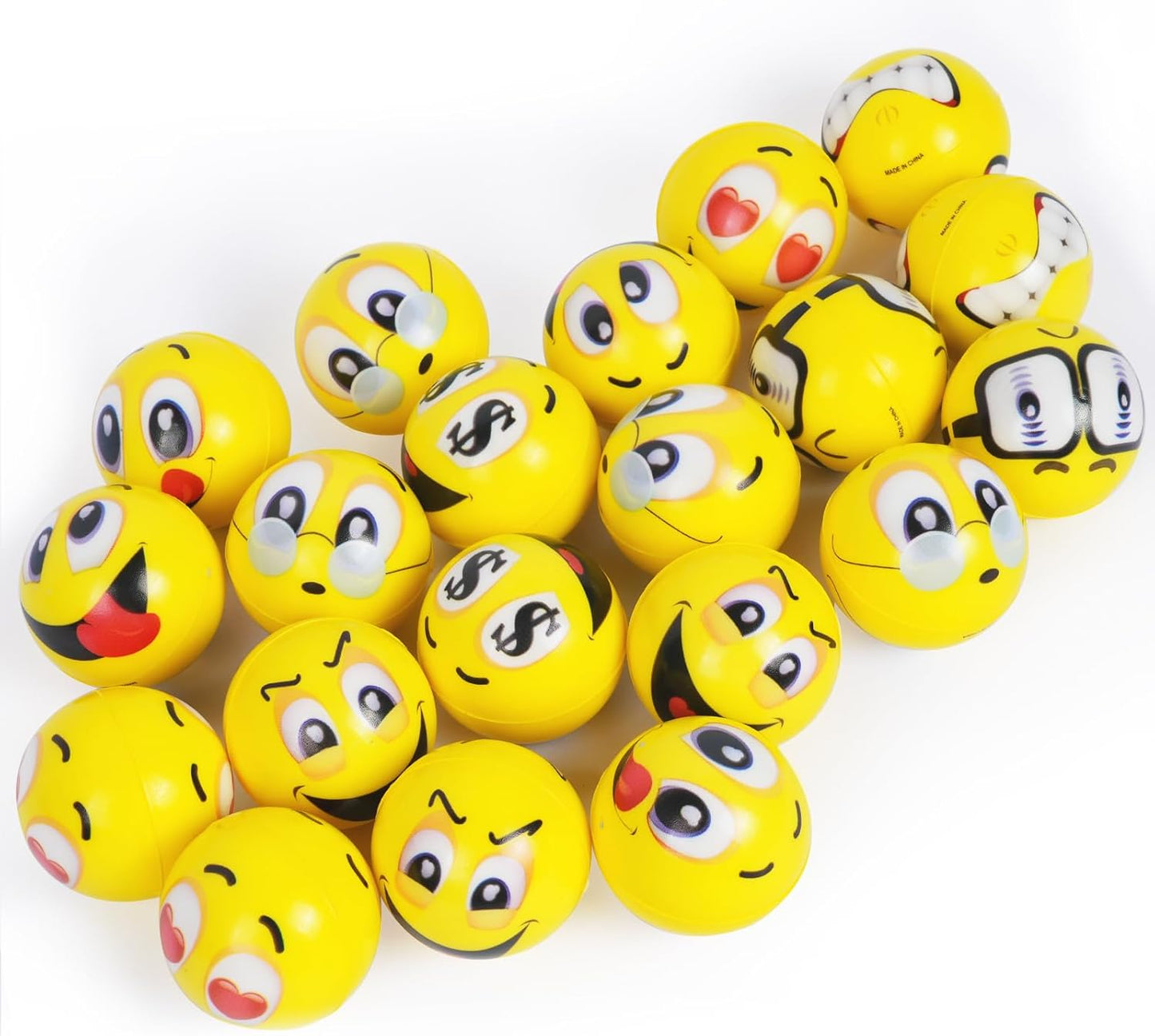 10er Pack Smiley Gesichts Anti Stressbälle Durchmesser ca. 4,5 cm