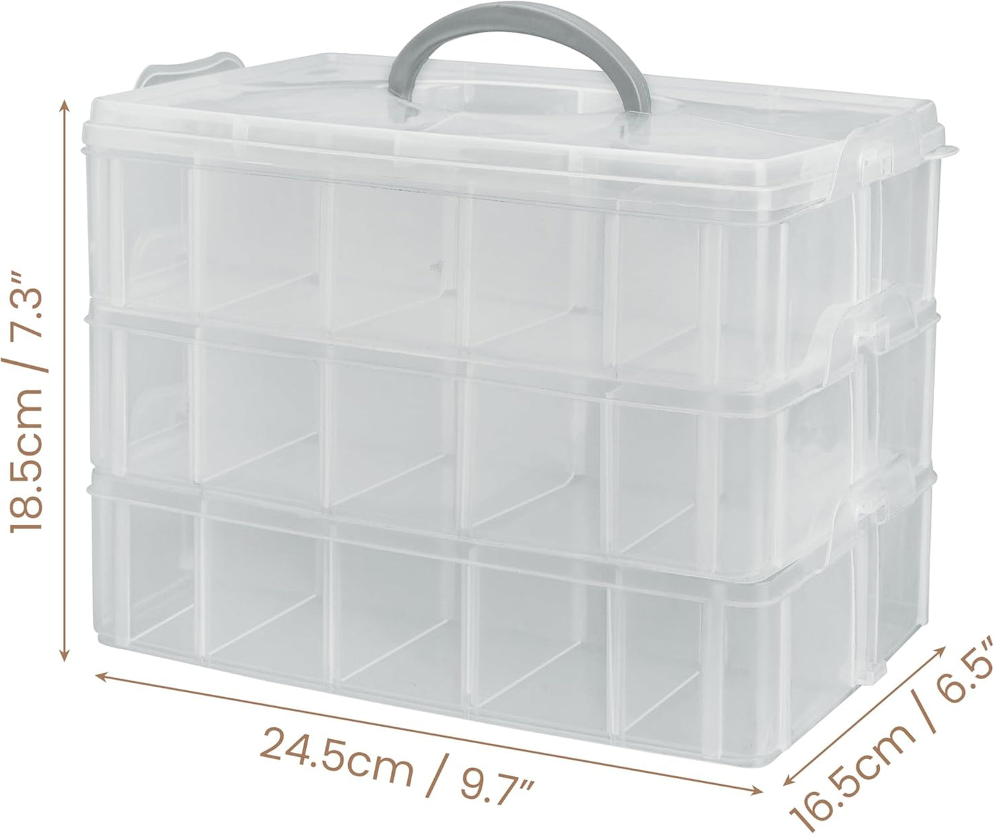 Kurtzy 3-stöckige Aufbewahrungsbox mit verstellbaren Fächern