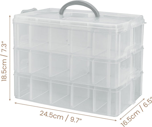 Kurtzy 3-stöckige Aufbewahrungsbox mit verstellbaren Fächern