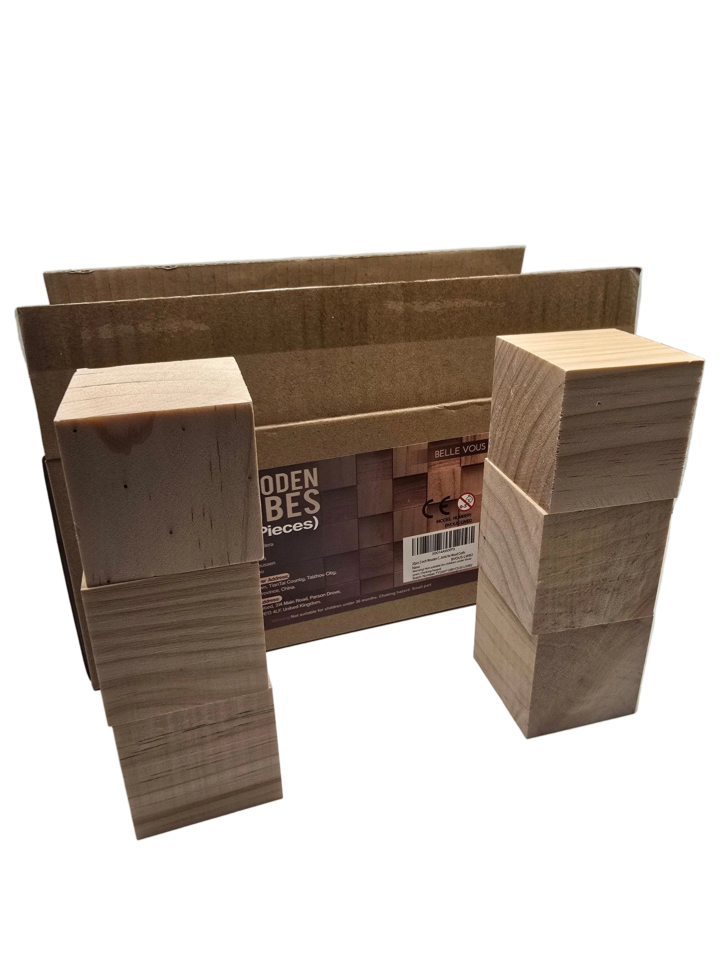 Belle Vous Holzwürfel, Bausteine 5x5x5cm 20 Stk