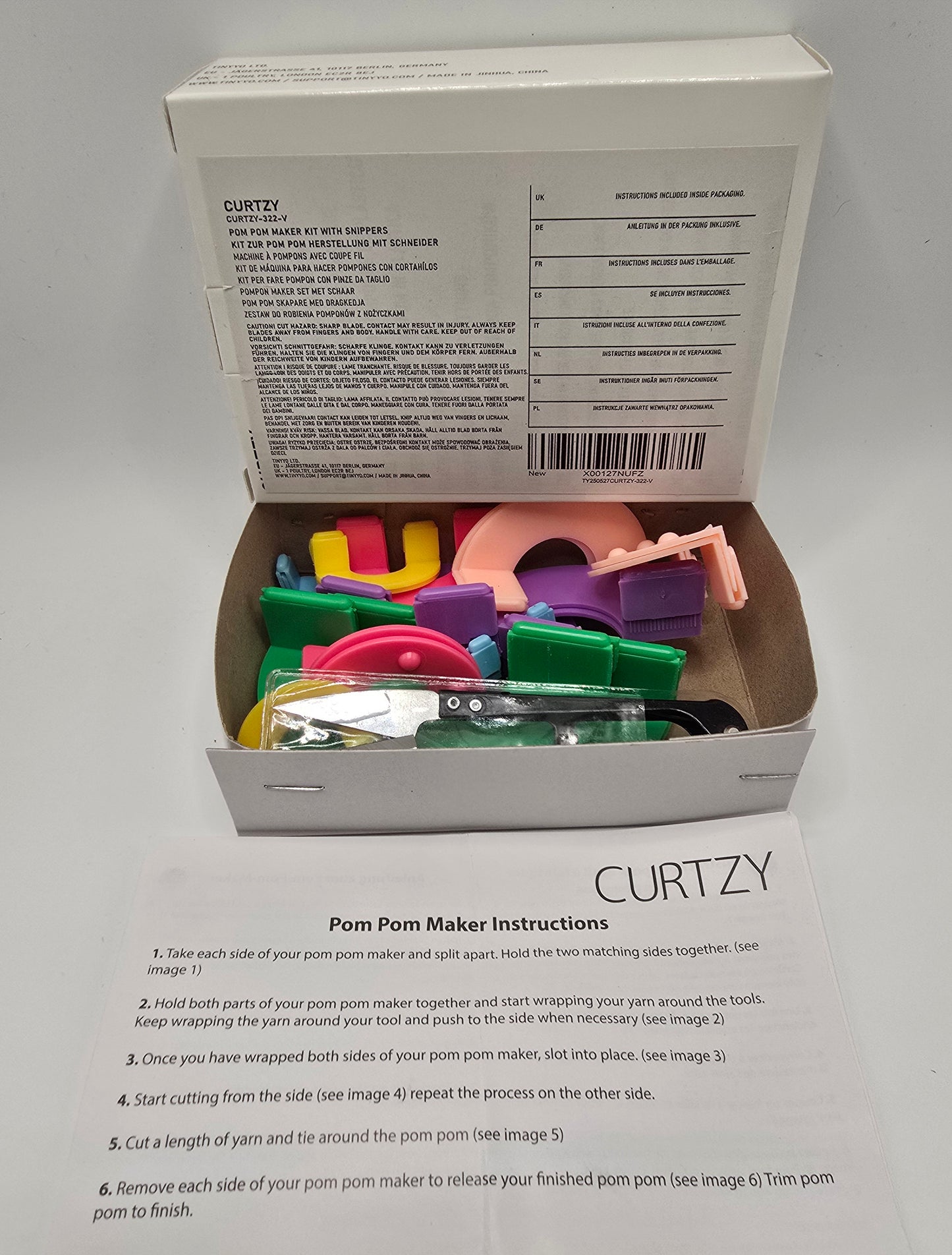 Curtzy Kunststoff Pompom Maker Set (4er Pack) mit Schneideschere